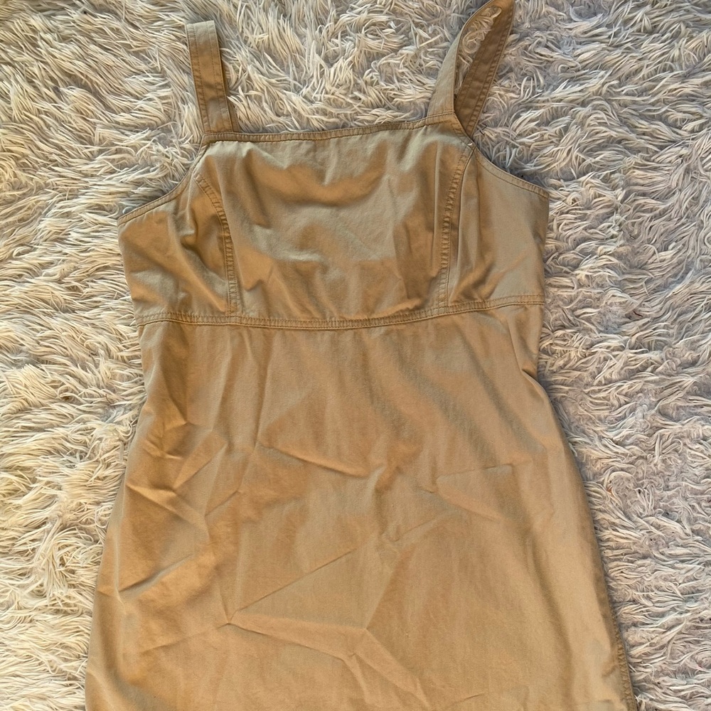 LIZ CLAIBORNE TAN DRESS  SIZE 10 WITH STRAPS RETRO